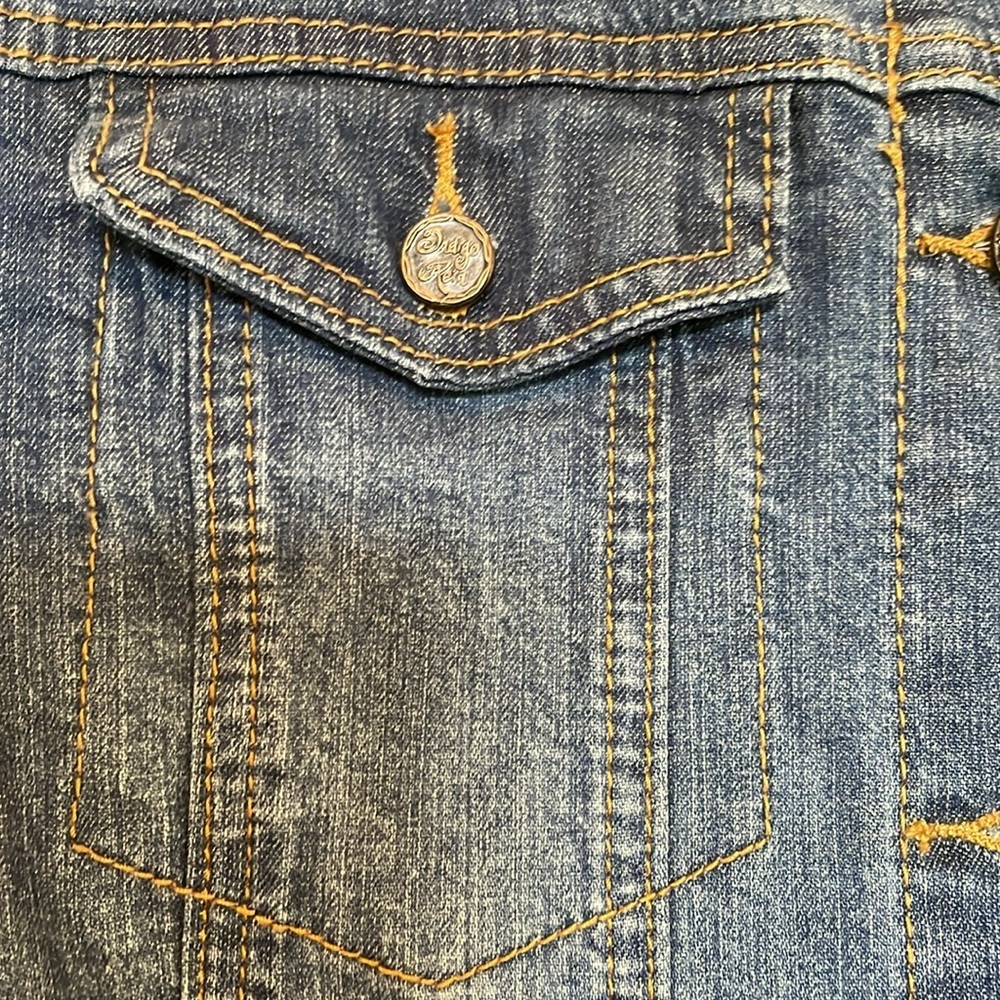 Indigo Rein S distressed denim midi dress/button front/collar/long sleeve/pocket - Picture 6 of 11